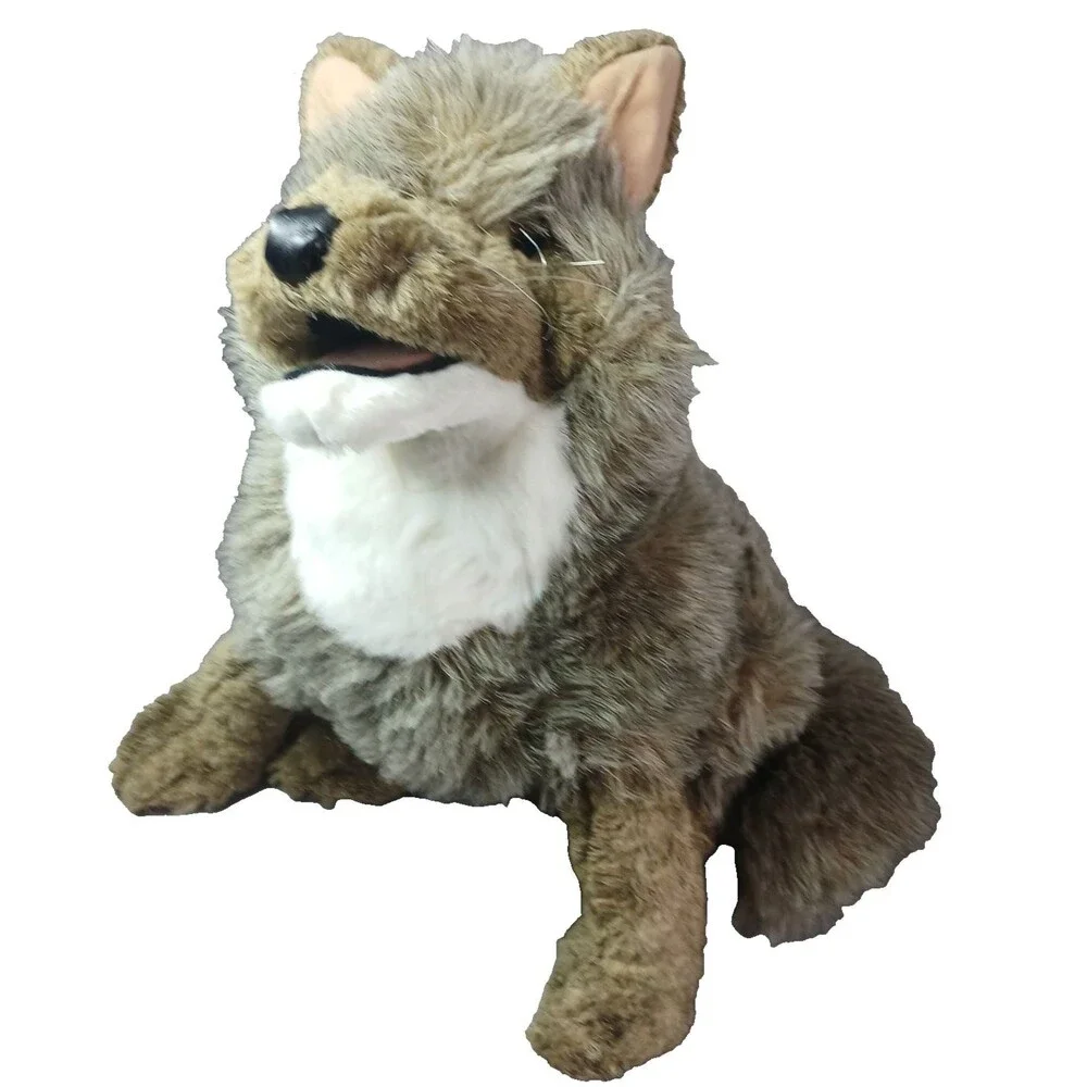 Folkmanis Coyote Hand Puppet Plush Preowned 11FM010 Puppy Size 16
